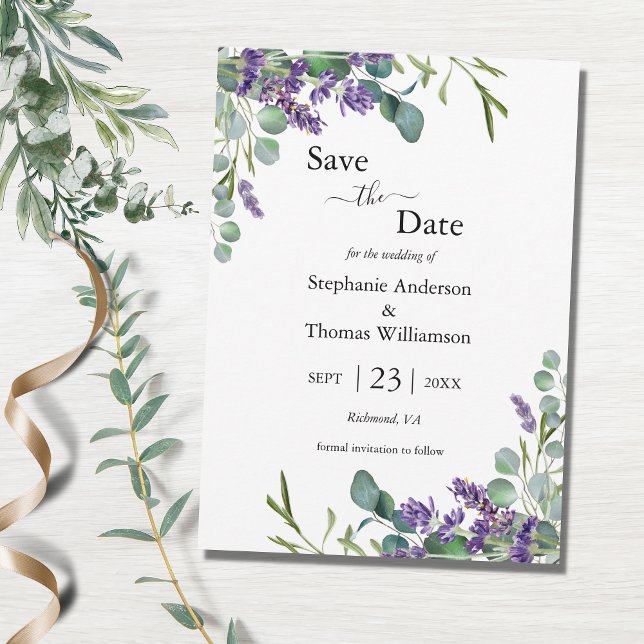 Lavender Eucalyptus QR Code Greenerity Wedding Save The Date (Von Creator hochgeladen)