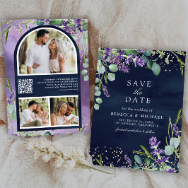 Lavender Eucalyptus QR Foto Navy Wedding Save The Date