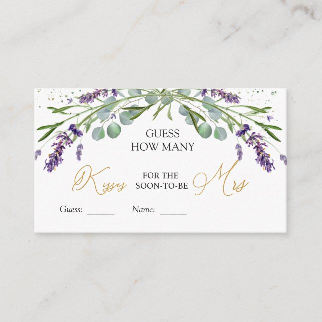 Lavender Eucalyptus rät wie viele Kisses Game Begleitkarte (Vorderseite)