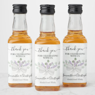 Lavender Eucalyptus Rustic Wedding Danke Mini Alkoholflaschenetikett