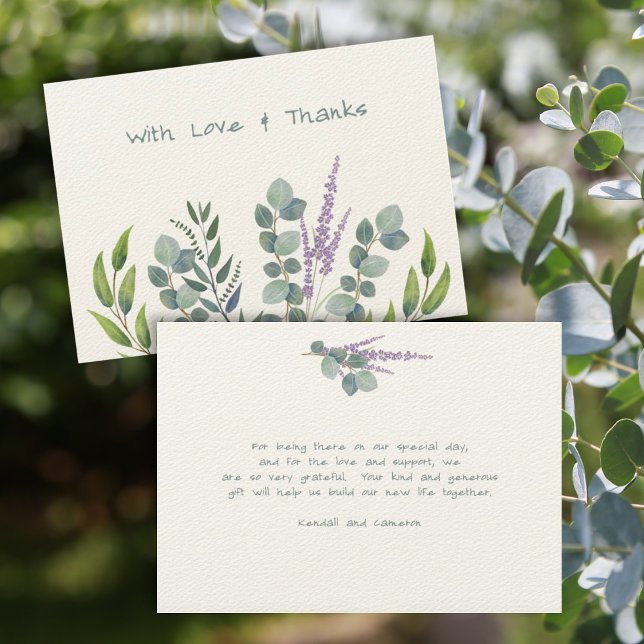 Lavender Eucalyptus Stems Dankeschön Message Card Einladung (Von Creator hochgeladen)