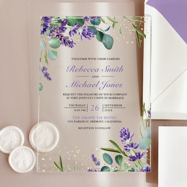 Lavender Eucalyptus Wedding Acryleinladungen (Von Creator hochgeladen)