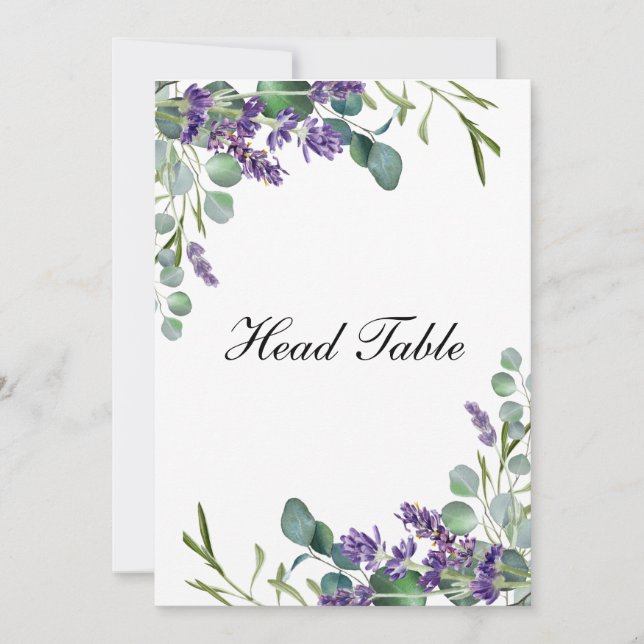 Lavender Eucalyptus Wedding Head Table Cards (Vorderseite)