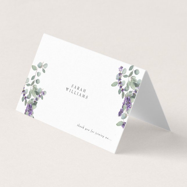 Lavender Eucalyptus Wedding Table Platzkarte (Vorderseite)