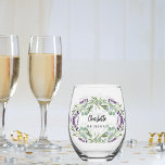 Lavender Eukalyptus grüne Brautjungfrau Weinglas Ohne Stiel<br><div class="desc">Transparenter Hintergrund Personalisieren Sie den Namen Ihres Brigadeassistenten und fügen Sie ihn hinzu. Schwarzer Text. Mit Lavendel-Blume und Eukalyptusgrün dekoriert.</div>