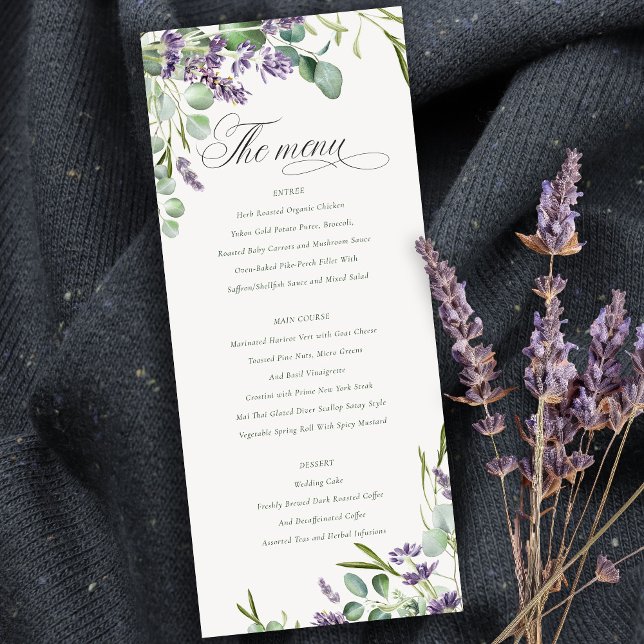Lavender Eukalyptus Leafy Bunch Wedding Menu Card Einladung (Von Creator hochgeladen)