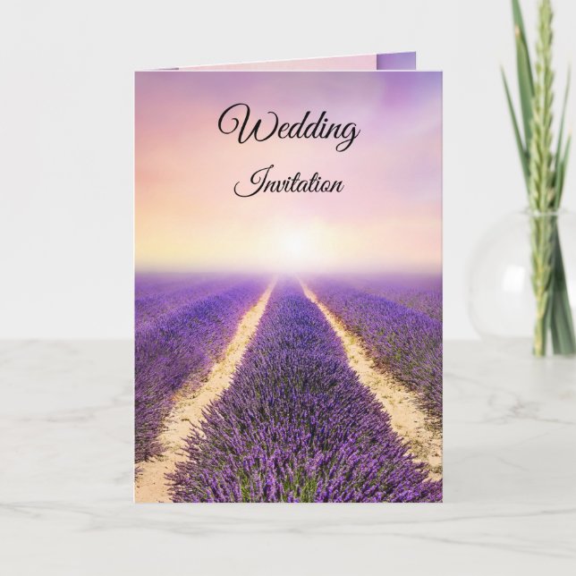 Lavender European Folding Wedding Einladung (Vorderseite)