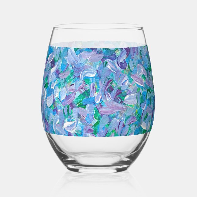 Lavender Feathers Weinglas Ohne Stiel (Vorderseite)