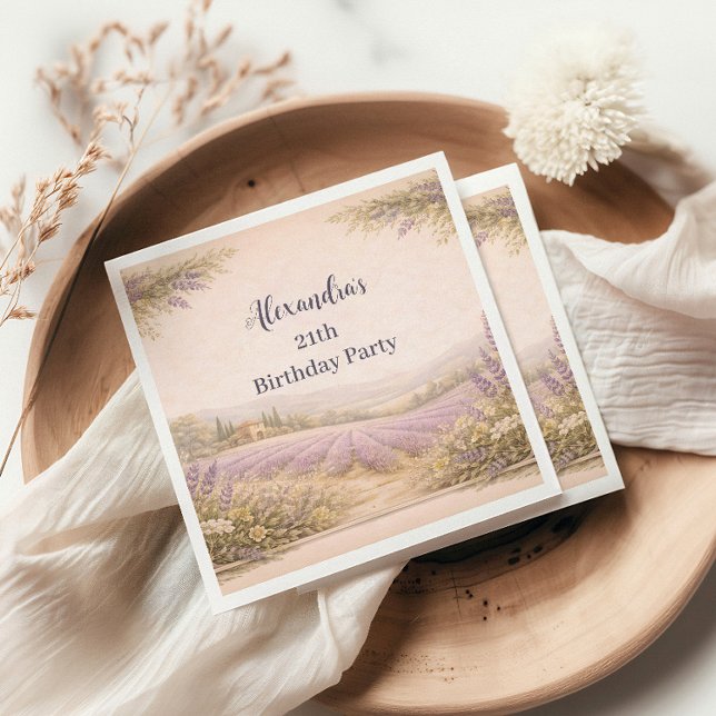 Lavender Field Garden Birthday Serviette (Von Creator hochgeladen)