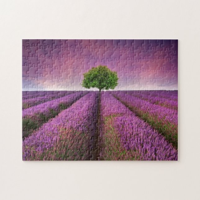 Lavender Field Landsommer Sunset Puzzle (Horizontal)