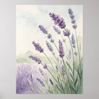 Lavender Field Wall Art | Purple Lavender Flowers. Poster
