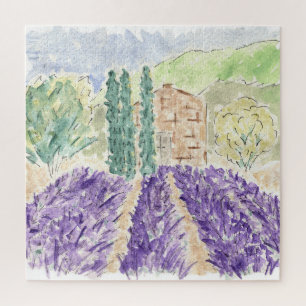 Lavender Fields France Wassercolor Jigsaw Puzzle