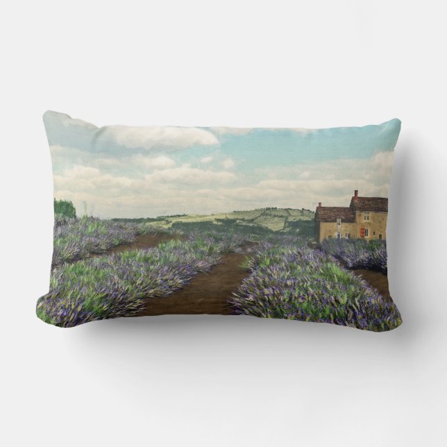 Lavender Fields Lumbar Throw Kissen (Vorderseite)