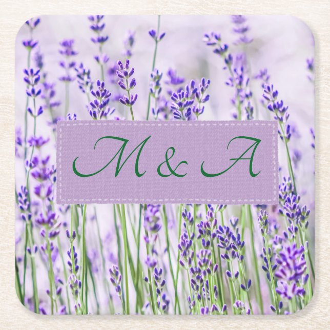 Lavender Fields Wedding Square Paper Untersetzer (Vorderseite)