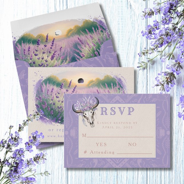 Lavender Fields Western Boho Wedding RSVP Card Karte (Von Creator hochgeladen)