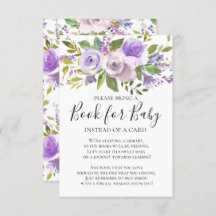 Lavender Floral Baby Shower Book for Baby