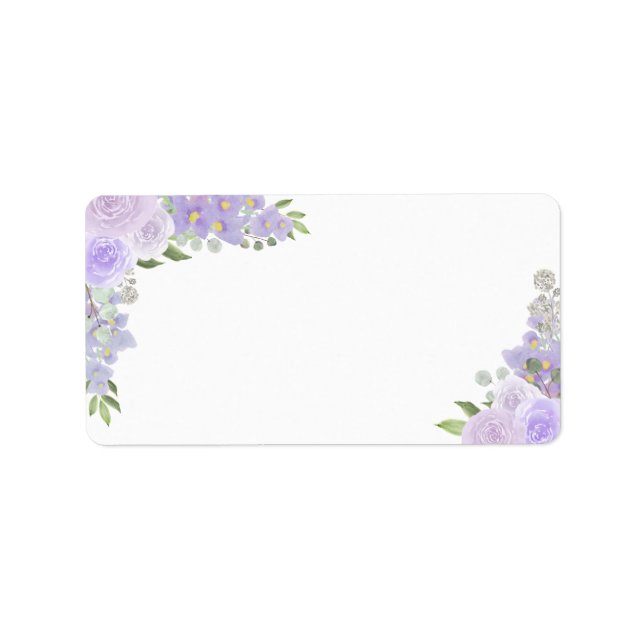 Lavender Floral Blank DIY Hochzeitsadresse Adressaufkleber (Vorne)