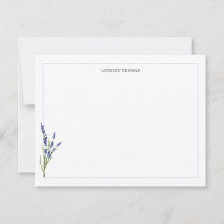 Lavender Floral Border Personalized Stationery Mitteilungskarte