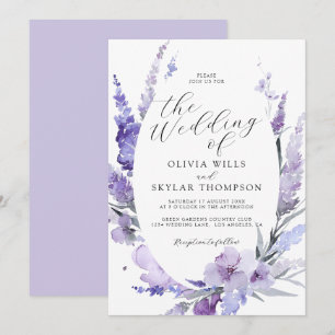 Lavender Floral Botanical Lilac Mauve Wedding Einladung