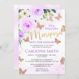 Lavender Floral Butterfly Baby Dusche Einladung Mä