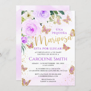Lavender Floral Butterfly Baby Dusche Einladung Mä