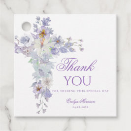 Lavender Floral Cross Baptism Favor Tag Geschenkanhänger