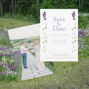 Lavender Floral Die Zwei von uns Foto Save the Dat Date