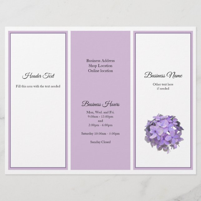 Lavender Floral dreit-fold Business Broschüre Foto (Vorne)