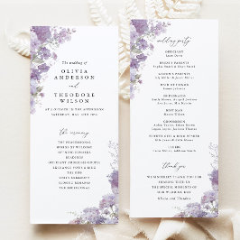 Lavender Floral Elegant Wedding Ceremony Program Programm