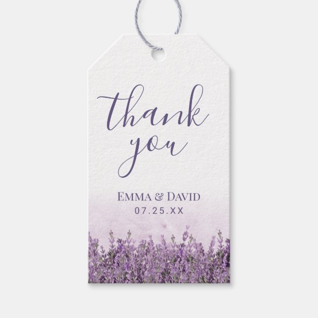 Lavender Floral Elegant Wedding Gefallen Geschenkanhänger (Vorderseite)