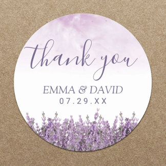 Lavender Floral Elegant Wedding Vielen Dank Runder Aufkleber