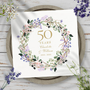 Lavender Floral Garland 50. Hochzeitstag Serviette