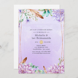 Lavender Floral Geometric Bridesmaids Luncheon Einladung