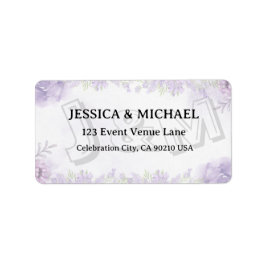 Lavender Floral Gold Script Wedding Address Label Adressaufkleber