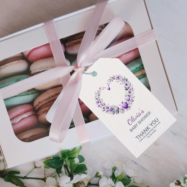 Lavender Floral Heart Danke Baby Dusche Geschenkanhänger (Von Creator hochgeladen)