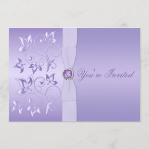 Lavender Floral Jeweled Wedding Einladung