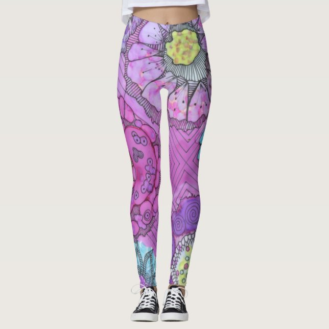 Lavender Floral Leggings (Vorderseite)