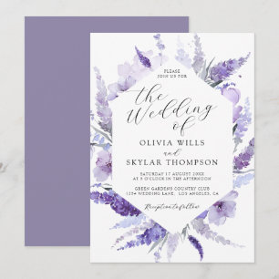 Lavender Floral Lilac Botanical Mauve Wedding Einladung