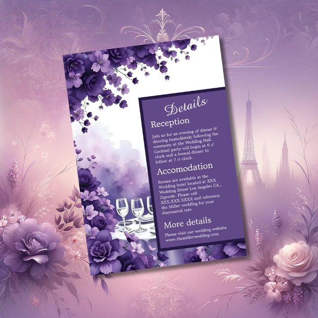 Lavender Floral & Parisian Eiffelturm Wedding Begleitkarte (Von Creator hochgeladen)