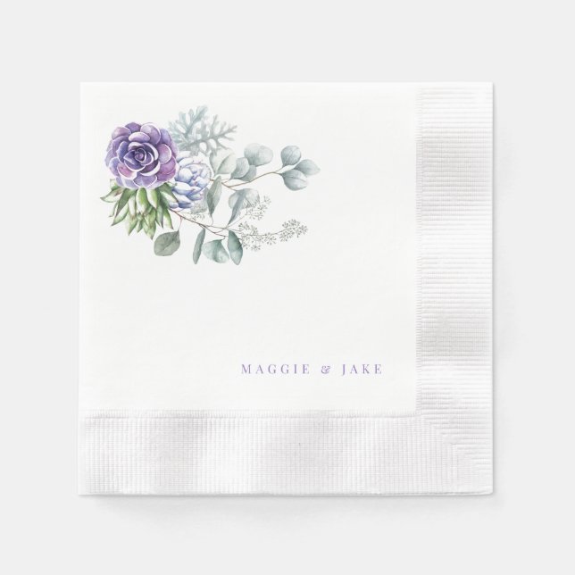 Lavender Floral Personalisiert Wedding Serviette (Vorderseite)