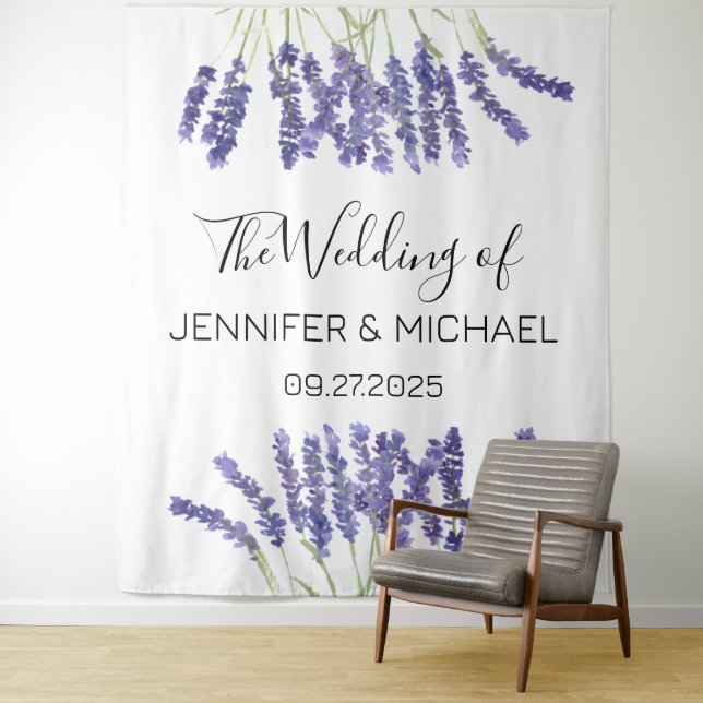 Lavender Floral Purple Flowers Wedding Wandteppich (Beispiel)