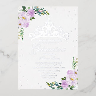 Lavender Floral Quinceanera Folieneinladung