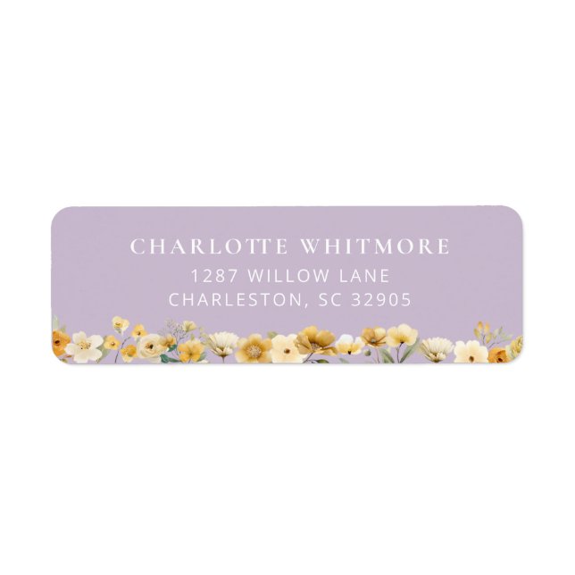 Lavender Floral Return Address Label (Vorne)