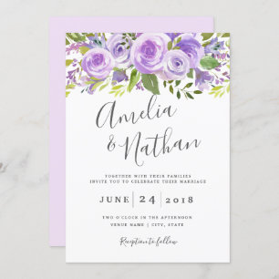 Lavender Floral Rose Hochzeit Einladung