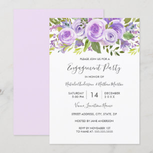 Lavender Floral Rose Wedding Party Einladung
