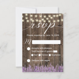 Lavender Floral Rustic String Lights Wedding RSVP Karte