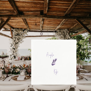 Lavender Floral Script Namen Wedding Cocktail Serviette