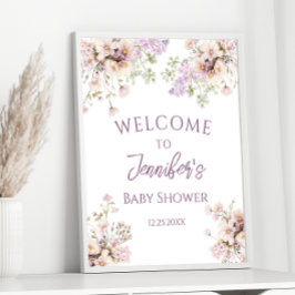 Lavender Floral Spring Baby Dusche Willkommen Poster