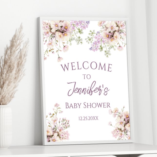 Lavender Floral Spring Baby Dusche Willkommen Poster (Von Creator hochgeladen)