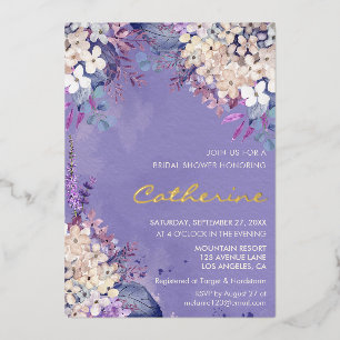 Lavender Floral Spring Wedding Brautparty Folieneinladung